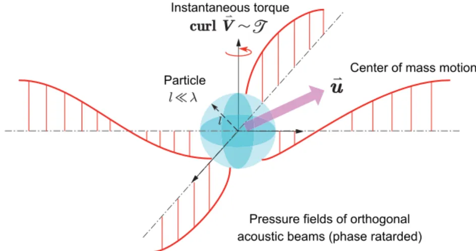 Figure 1. Illustration of fluid element motion decomposition and exerted torque on a spinnable particle