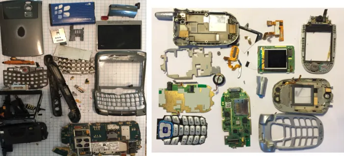 Figure 3. Dismantled mobile phone fractions 