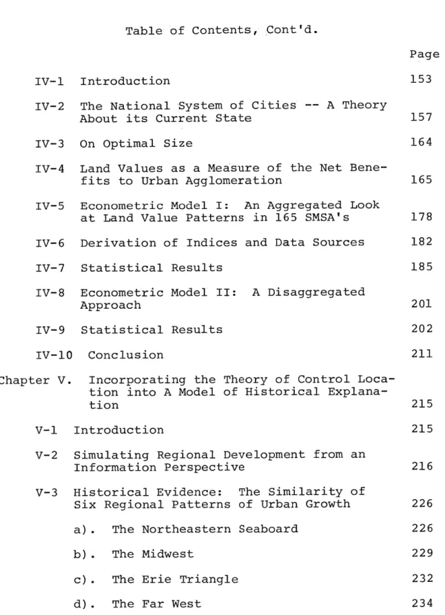 Table  of  Contents,  Cont'd.