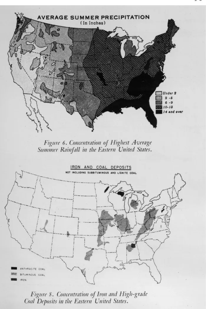 Figure  6.  Concentration  of Highest  Average Sunrmer  Rainfall  in  the  Eastern  United States.