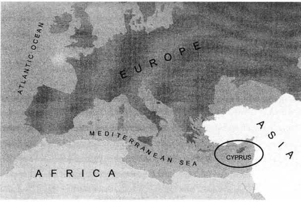 Figure  1: Map  of the  Mediterranean Sea  Showing  the Location  of Cyprus