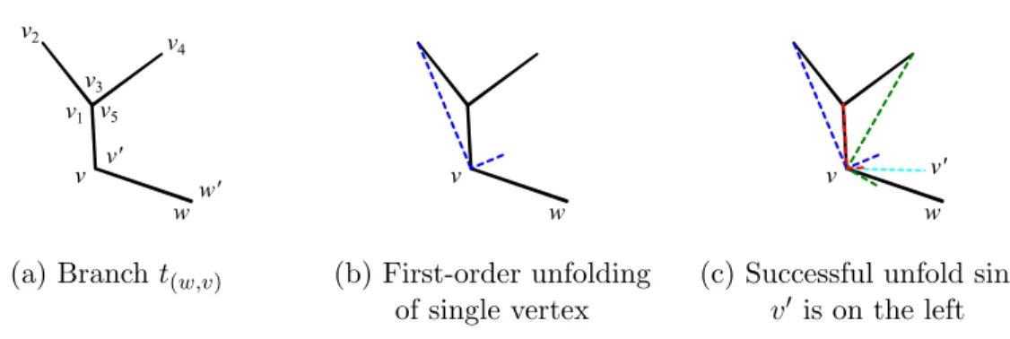Figure 3-21: First-order approximation of branch unfolding direction −→