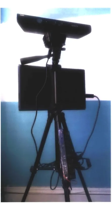 Figure  3-5:  EduCase  Recorder:  Kinect,  PC,  battery  pack,  mounted  on  a tripod