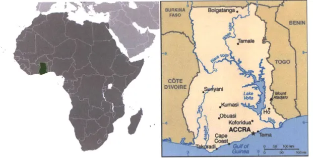 Figure 1-2:  Map of Africa  (Left);  Map of Ghana (Right) (CIA 2009) 1.2.1.1  Under-Five Mortality