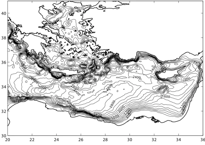 Fig. 6. ALERMO model topography in meters (contour interval: 200 m).