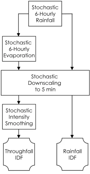 Fig. 1. Schematic of a stochastic model of temporal throughfall.