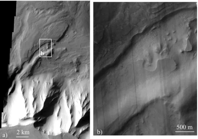 Figure 4. Morphological details of the eastern valley network. (a) Part of THEMIS Visible image V03249001 showing the valleys of the eastern Network