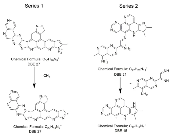 Figure  4:  Hypothetical  structures  of  one  detected  species  at  m/z  504  with  (a) Archipelago  type, (b) island type 