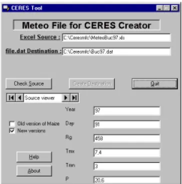 Figure 33: Software converting meteo data from Excel to CERES format 