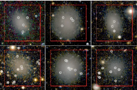 Figure 4. Dwarf satellite candidates in the field of MATLAS galaxies, including UDGs. They show an excess of globular cluster candidates identified by the circles.