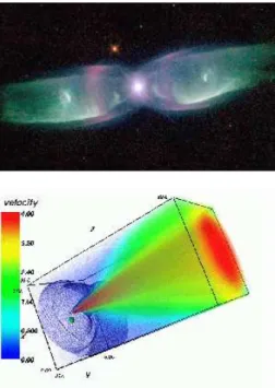 Fig. 4. Top: HST image of the bipolar nebula M 2-9. The long side of the f.o.v is about 30000 AU