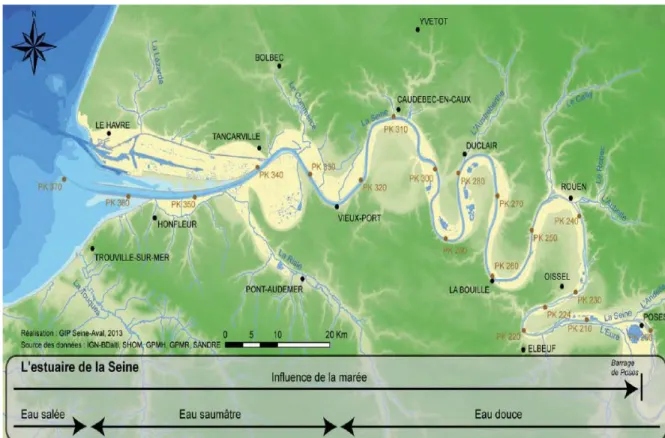 Figure 1: limit of the Seine River estuary (Fisson et al., 2014)