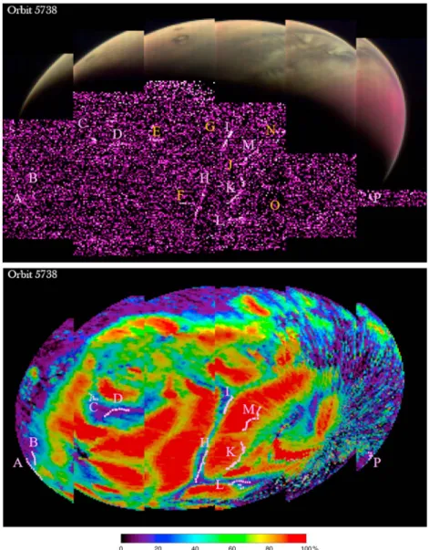 Figure 4. (top) Apoapse image of Mars from orbit 5738, preserving the six vertical swaths of the raw data format