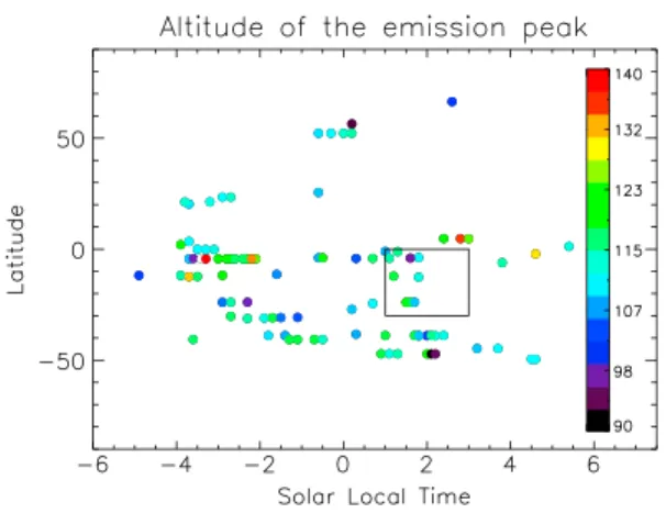 Figure 8. Brightness map of the peak of the NO emission, retrieved from the inverse model