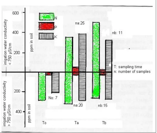 Table IV also shows that among the values of K-soluble and the value  of  specific  electrical  conductivity  of  the  same  extract  1:5,  there  is  a  positive  linear  correlation  in  the  various  phases  of  sampling