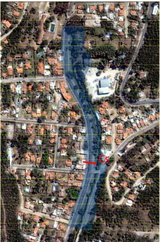 Figure 4. Flooded area estimated using the HEC-RAS flood model calibrated with the LSPIV velocity measurement and 