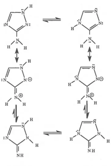 Figure 2.3 : Principales formes tautomériques de l'amitrole en solution 