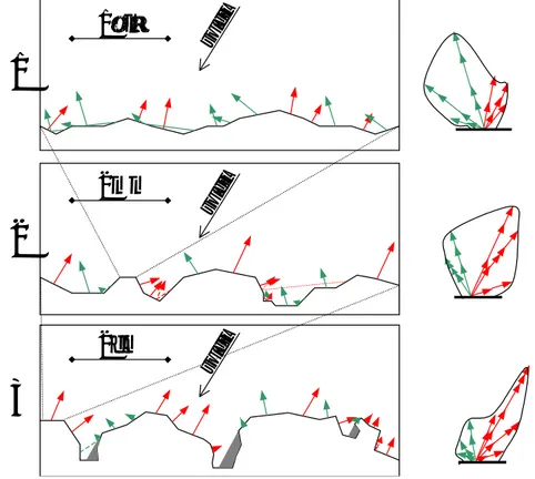 Figure 2.7  Schéma de réflectance bidirectionnelle dans le plan du soleil à 3 échelles