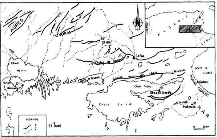 Fig.  I.  I~catlon map.  I  - main reliefs,  2 - limit of morphotectonic zones. 