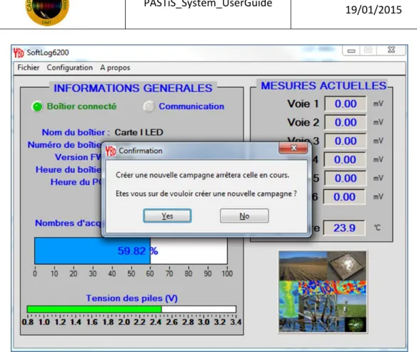 Figure 10 Final confirmation of a data acquisition launch 