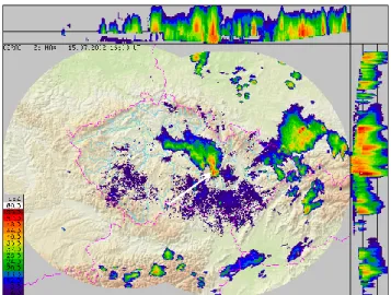 Fig. 1. Radar picture of the flash flood producing storm at the small river Hodon´inka at 16.00 UTC
