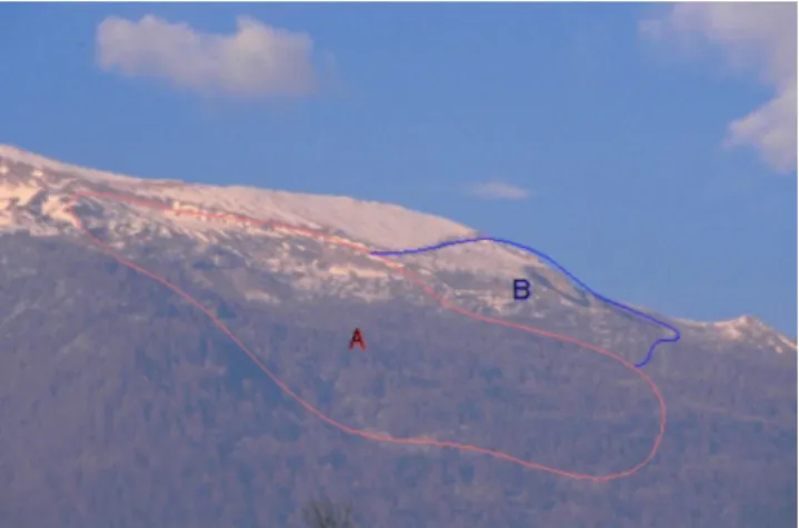 Fig. 5. Overview of the Clot Brun large slope instability and main