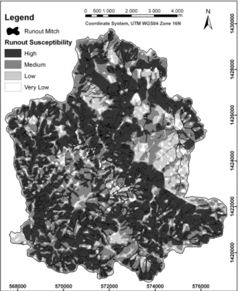 Fig. 11. The same enlarged area of Fig. 8 where the DI values are showed in 3 classes; DI=0 in white, 0<DI<0.05 in light grey and DI≥0.05 in dark grey