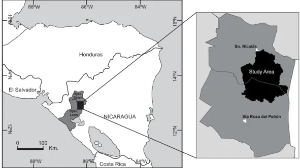 Fig. 1. Location of the Departamento de Estel´ı and Departamento de Leon in NW Nicaragua