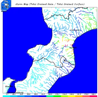 Figure 2  Accumulated rain field as assimilated by CHYM model for the  Val Canale event
