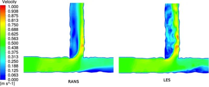 Figure 13: 3D simulation with two models of turbulence RANS and LES 
