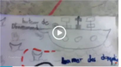 Figure 2. The learner (Grade 2) used the video recording feature available on an iPod to provide  directions for finding a treasure on a map  (https://capsulesorales.csj.ualberta.ca/index.php/les- capsules-video/loral-et-les-technologies-numeriques/lutilis