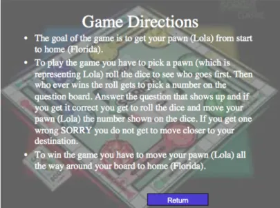 Figure 3. A homemade PowerPoint game slide that describes how to play the game. 
