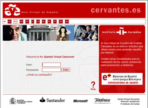 Figure 1.   The   online   resource   Aula   Virtual   de   Español   (AVE)   