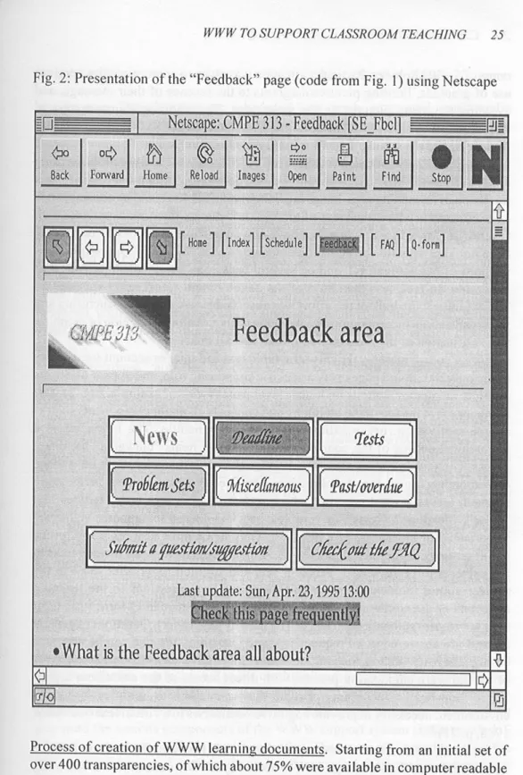 Fig.  2:  Presentation  of  the  “Feedback”  page  (code  from  Fig.  I)  using  Netscape 