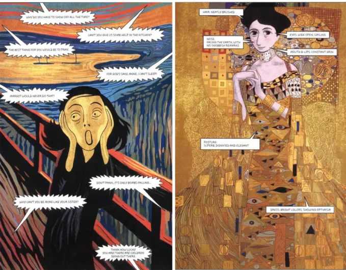 Fig. 4 and 5. Anne depicted in ‘The Scream’ and Margot depicted in ‘Portrait of Adele Bloch-Bauer’, p
