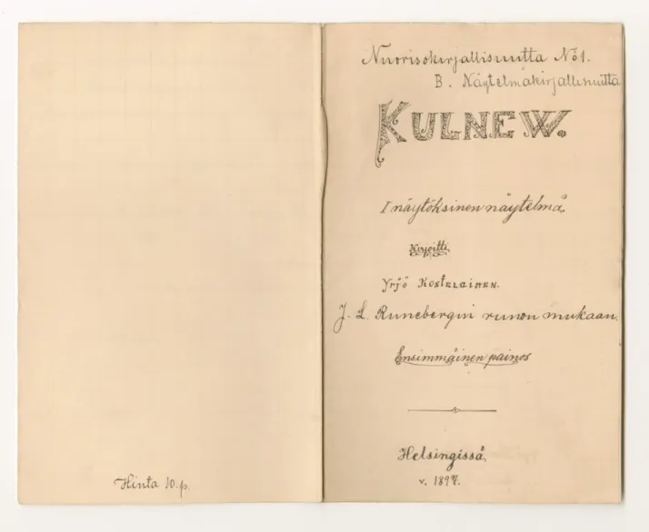Fig 3: The back and front cover pages of the handmade book Kulnew by Yrjö Koskelainen