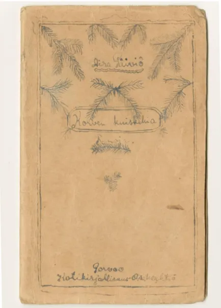 Fig. 4: The cover page of the handmade book Korven kuiskehia by Katri Vala. SKS KIA. 