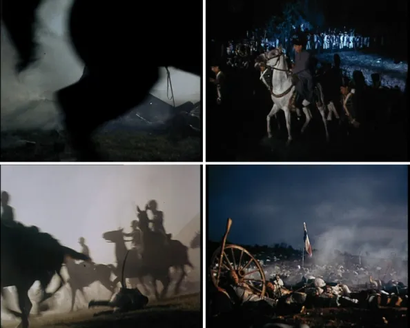 Fig. n° 10  a , 10  b , 10 c  et 10  d  – Waterloo : chaos, nuit et désastre. 