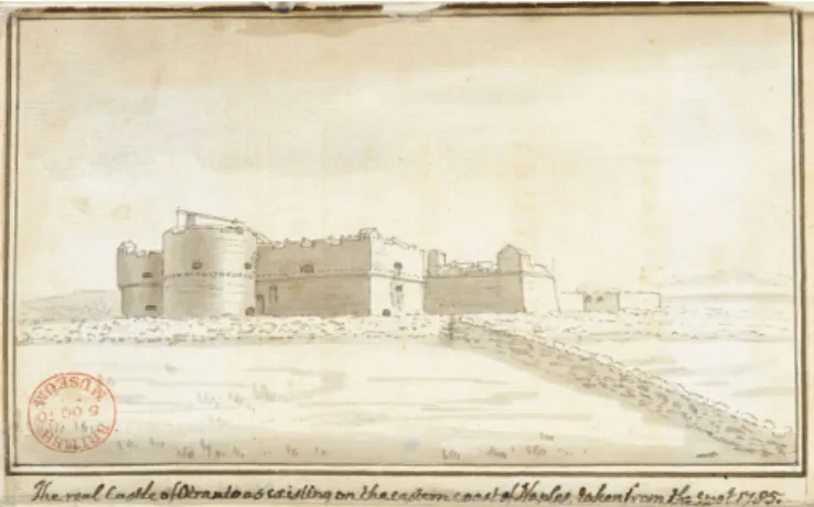 Fig. 14: Barlow after Reveley, The Castle of  Otranto from an original  drawing, as it now exists, in the Kingdom of  Naples, 1791.24 17 791P 