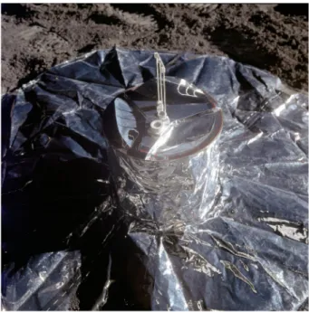 Figure 1.  Gnomon used on the Moon with the passive seismic experiment  (PSE) during the Apollo 14 mission.