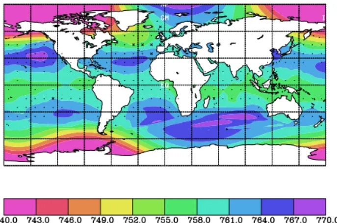 Fig. 7. Composite map of SLP for March corresponding to non-wet years according to the pattern March (ATL).