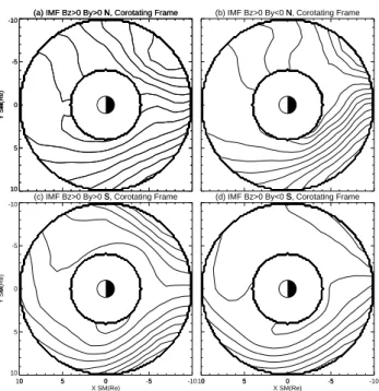 Fig. 4. Electric potential patterns at 4&lt;L&lt;10 for all MLT ranges.