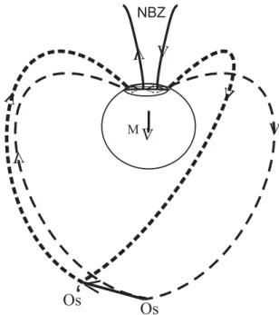 Fig. 3. Scheme of the northern transition current system. textbfM is the Earth’s dipole