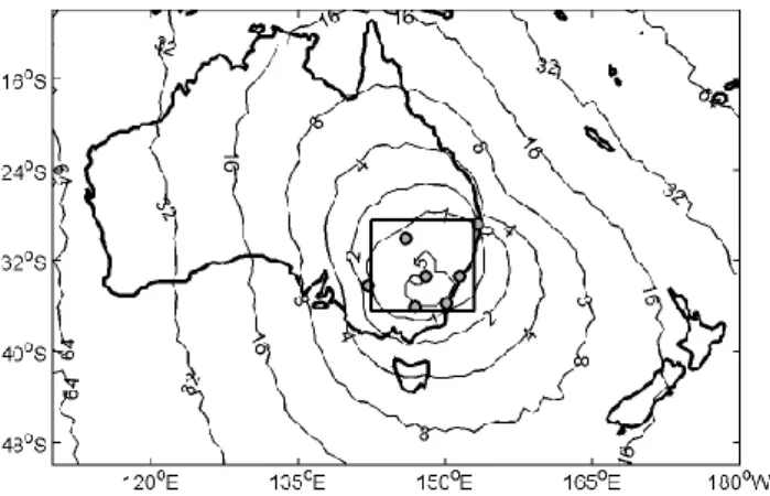 Fig. 2. The estimated location accuracy of the Kattron LPATS TOA lightning location network