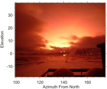 Fig. 2. The time evolution in UT of the 845 nm background con- con-tinuum data from the Longyearbyen Auroral Station MSP on 6  De-cember 2002