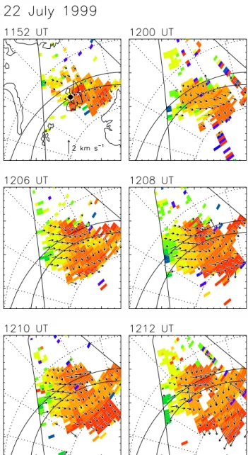 Fig. 10. Similar to Fig. 7 for the 22 July 1999 interval.