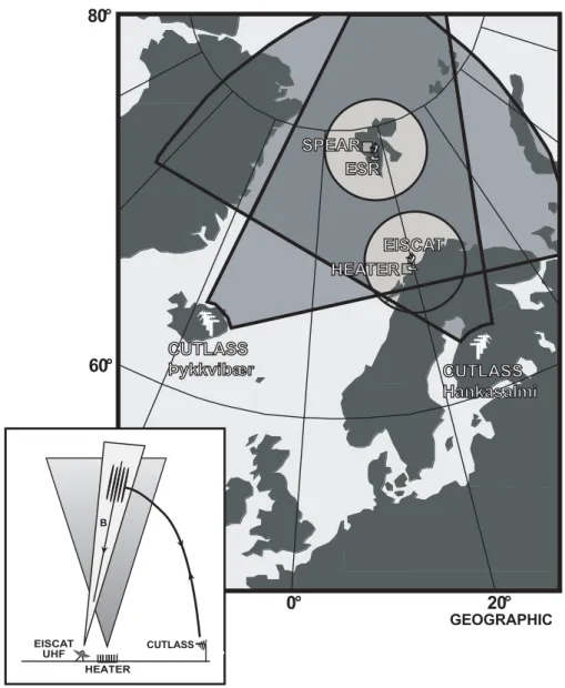 Fig. 2. A map illustrating the locations of the various instruments relevant to this study