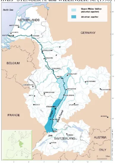 Figure 1: Geographic situation of the Alsatian aquifer. 