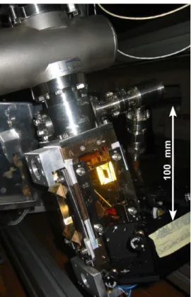 Fig. 2. Photo of the pre-source installed at the base of the FOCS-2 fountain adjacent to the ion pump(left)