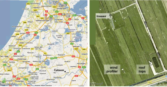 Fig. 2.  Left: the site at Cabauw is located near Lopik in The Netherlands, 20 km SW of Utrecht
